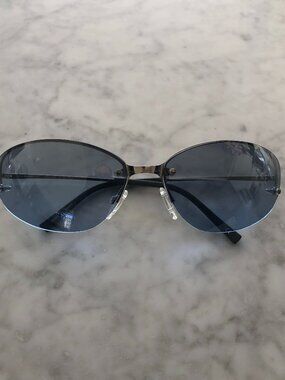 NEW SAMA EYEWEAR SUNGLASSES MODEL X-8 IN PLATINUM COLOR RIMLESS STAINLESS